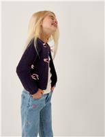 Bow Embellished Fuzzy Cardigan (3-15 Yrs)