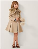 Leopard Collar Swing Coat (3-15 Yrs)