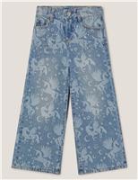 Pure Cotton Wide Leg Unicorn Jeans (3-13 Yrs)