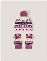 Kids Fair Isle Princess Hat & Glove Set