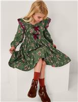 Floral Butterfly Bow Shirred Dress (2-15 Yrs)