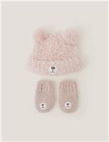 Bear Hat and Mitten Set (0-3 Yrs)