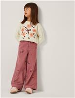 Corduroy Embroidered Wide Leg Trousers (3-13 Yrs)