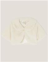 Faux Fur Collared Shrug