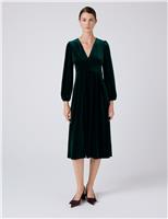 Velvet V-Neck Midi Skater Dress