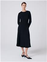 Ghost Crepe Midi Waisted Dress Black