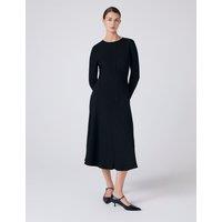 Ghost Crepe Midi Waisted Dress Black