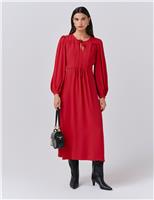 Crepe Tie Neck Midi Smock Dress