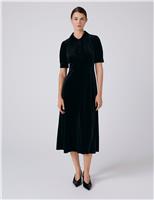 Velvet Collared Midi Tea Dress