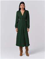 Crepe Button Through Midi Skater Dress