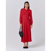 Ghost Crepe Collared Midi Dress Red