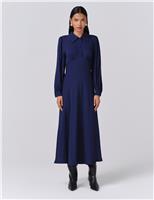 Crepe Collared Midi Dress