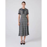 Ghost Crepe Floral Midi Tea Dress Black Mix