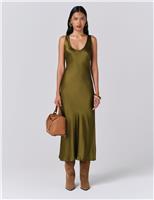 Satin Scoop Neck Midi Slip Dress
