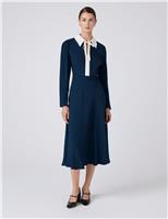 Ghost Crepe Collared Midi Dress Blue Mix