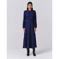Ghost Crepe Collared Midi Dress Navy