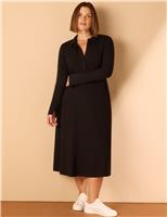 Jersey Polo Collar Midi Tea Dress