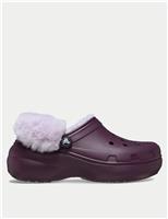 Classic Flatform Faux Fur Lined Mule Slippers