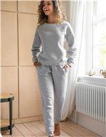 Cotton Rich Quilted Sweatshirt & Joggers Set
