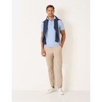 Crew Clothing Cotton Blend Knitted Polo Shirt Light Blue