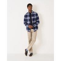 Crew Clothing Regular Fit Pure Cotton Check Flannel Shirt Medium Blue