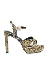 Satin Glitter Stiletto Heel Platform Sandals