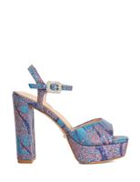 Glitter Platform Block Heel Open Toe Sandals
