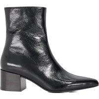 Dune London Leather Block Heel Pointed Ankle Boots Black