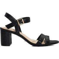 Dune London Wide Fit Glitter Block Heel Sandals Black