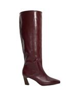 Leather Block Heel Knee High Boots