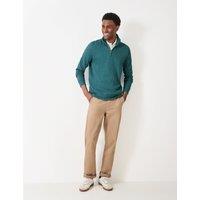 Crew Clothing Pure Cotton Half Zip Sweatshirt Teal Green