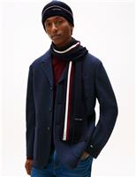 Wool Blend Knitted Stripe Hat & Scarf Set