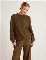 Cotton Rich Cable Knit Crew Neck Jumper