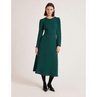 Finery London Crepe Zip Front Midi Waisted Dress Green