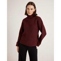 Finery London Textured Roll Neck Jumper Burgundy