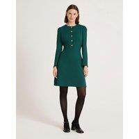 Finery London Crepe Round Neck Knee Length Waisted Dress Green