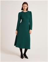 Finery London Crepe Zip Front Midi Waisted Dress Navy