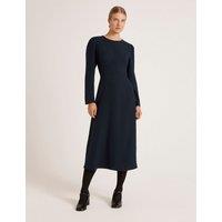 Finery London Crepe Zip Front Midi Waisted Dress Navy