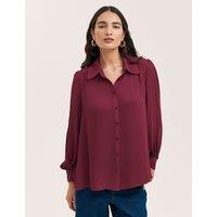 Finery London Chiffon Collared Button Through Blouse Burgundy