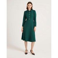 Finery London Crepe Button Front Midi Shirt Dress Green