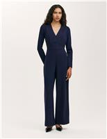 Finery London Jersey V-Neck Jumpsuit Navy