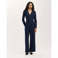 Finery London Jersey V-Neck Jumpsuit Navy