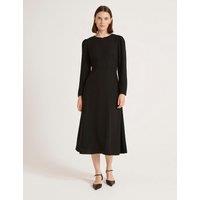 Finery London Crepe Zip Front Midi Waisted Dress Black
