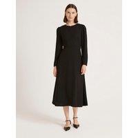 Finery London Crepe Zip Front Midi Waisted Dress Black