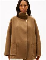 Wool Rich Funnel Neck Swing Coat