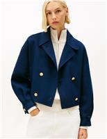 Wool Rich Collared Cropped Tailored Peacoat