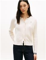 Pure Cotton Textured Crew Neck Cardigan