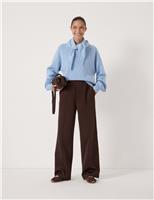 Cotton Blend Side Stripe Wide Leg Joggers