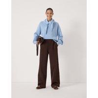 HUSH Cotton Blend Side Stripe Wide Leg Joggers Brown Mix
