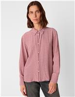Whistles Geometric Pleat Detail Button Through Shirt Red Mix